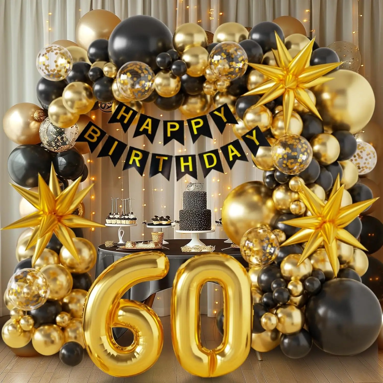 Party Banner Gold - زينة عيد الميلاد الأربعين/الخمسين/الستين، طقم أقواس