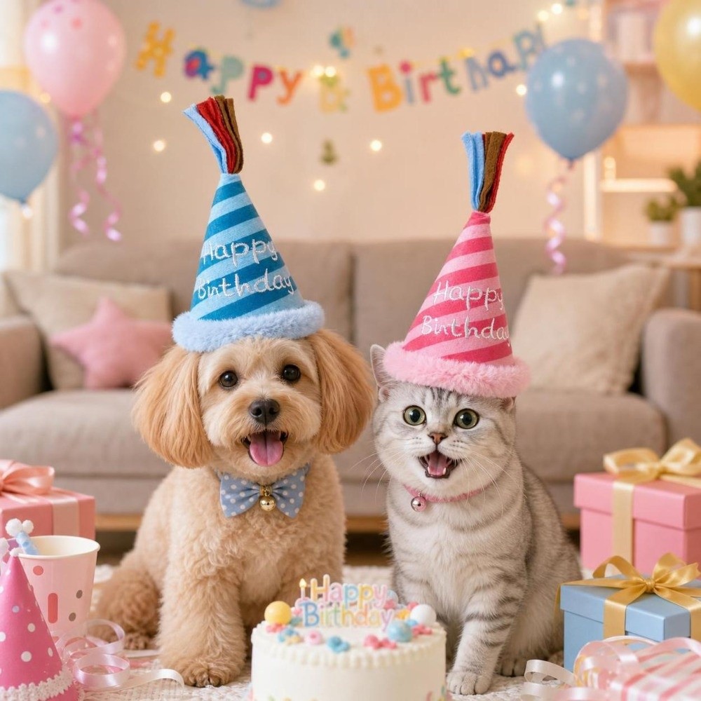 Party Hat Cone - قبعة عيد ميلاد قابلة للتعديل للحيوانات