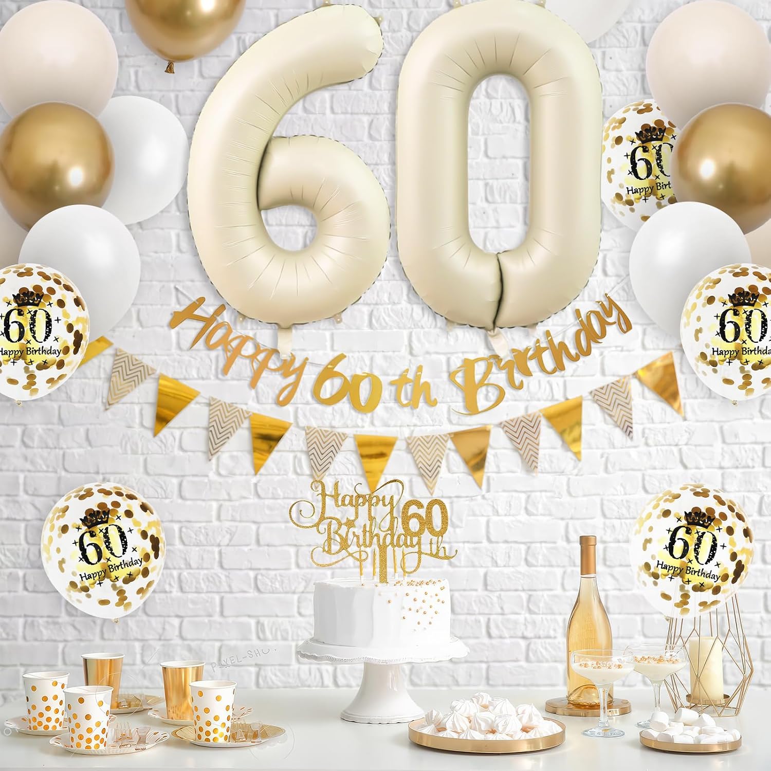 Party Banner Gold - زينة عيد الميلاد الستين باللون الأبيض