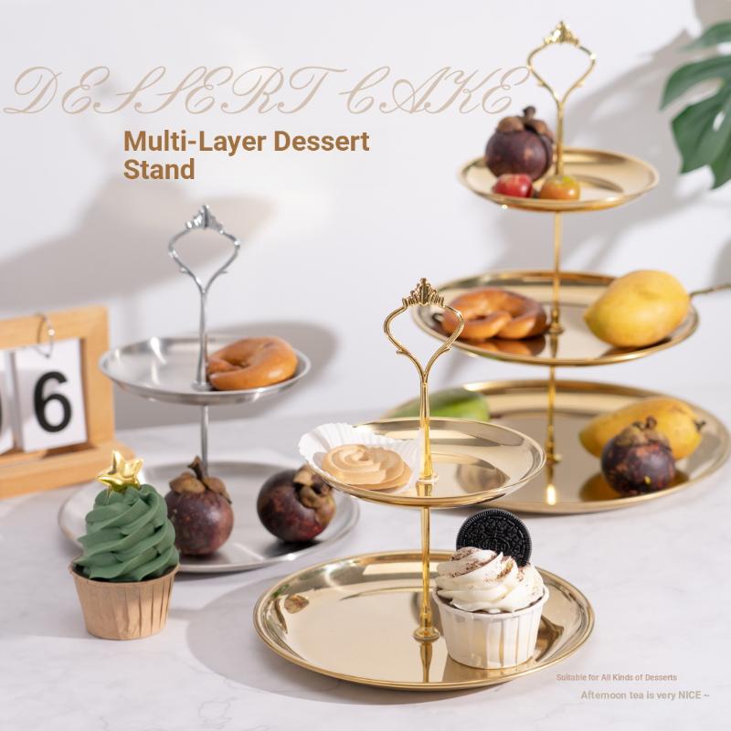 Cupcake Stand Tier - حامل كيك ذهبي وفضي بطبقتين/ثلاث طبقات،