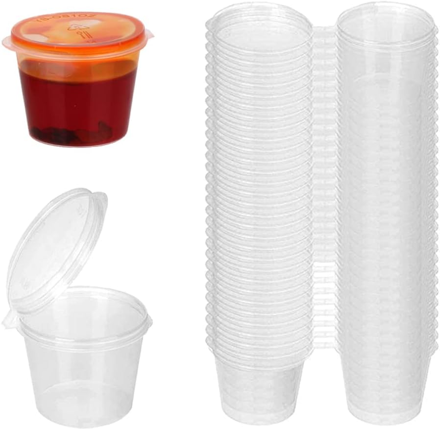 Plastic Cup 50Pcs - أكواب صلصة بلاستيكية شفافة للاستخدام مرة