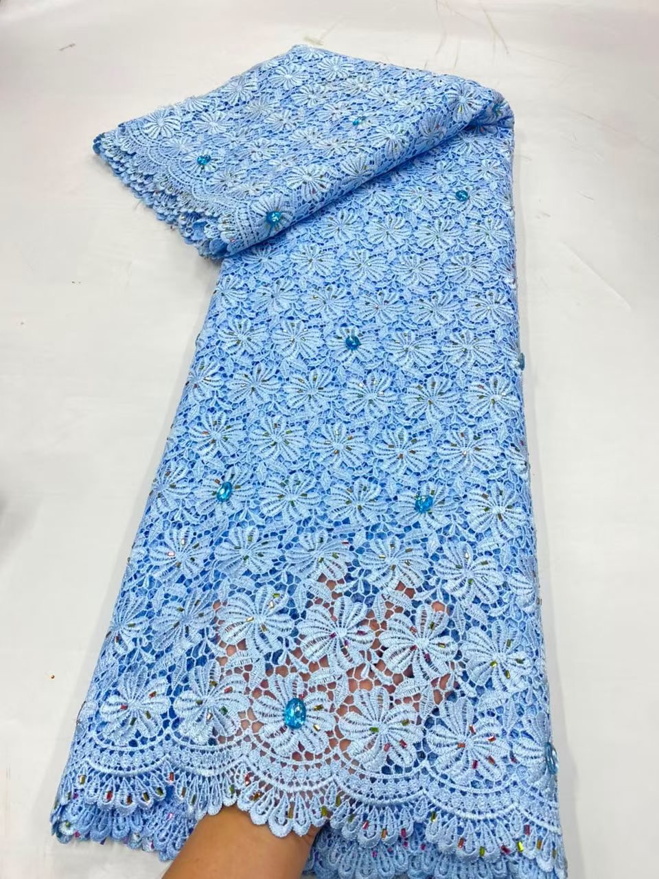 قماش دانتيل نيجيري أفريقي عالي - مراجعة Glitter Tablecloth وسعره