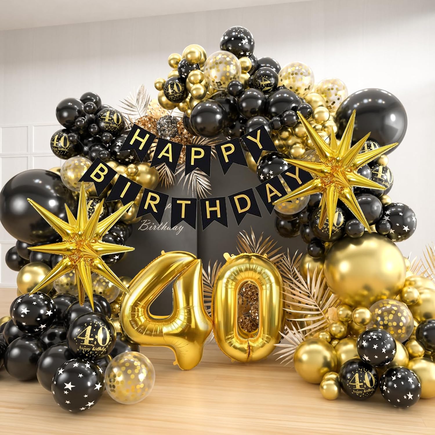 طقم قوس بالونات ذهبي أسود رقم  - مراجعة Party Banner Gold وسعره