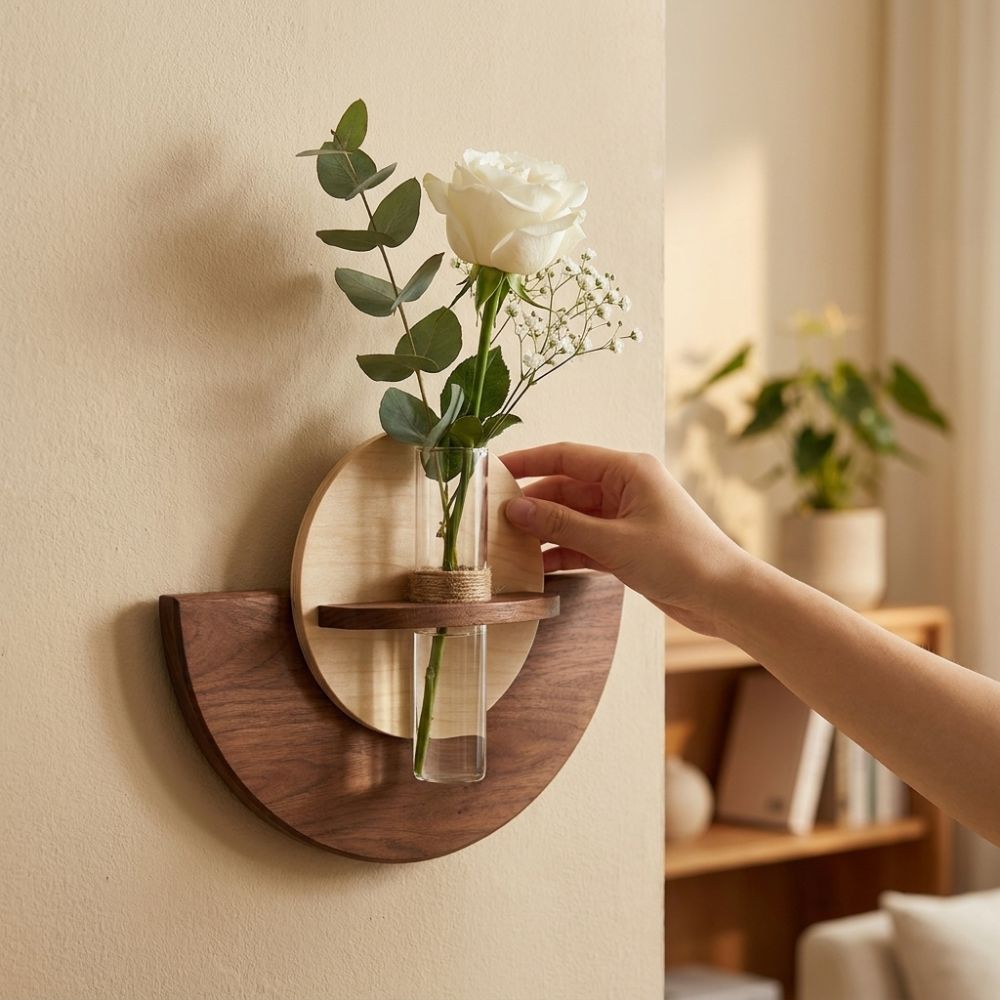 رف خشبي بيضاوي معلق على الحائط - مراجعة Flower Wall Panel وسعره